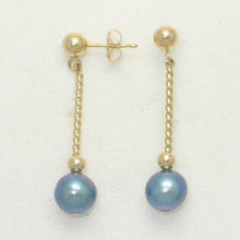 Load image into Gallery viewer, 1005001-14k-Yellow-Gold-Twist-Tube-Tin-Cup-Black-Pearl-Dangle-Earrings