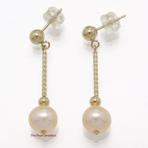 1005002-14k-Yellow-Gold-Twist-Tube-Tin-Cup-Peach-Pearl-Dangle-Earrings