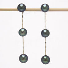 Load image into Gallery viewer, 1005031-14k-Gold-Tin-Cup-Dangle-Black-Cultured-Pearl-Earrings