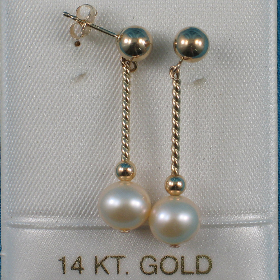 1006002-14k-Gold-Ball-Twist-Tube-Tin-Cup-Peach-Pearl-Earrings