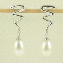 Load image into Gallery viewer, 1010195-14k-White-Gold-Lightning-White-Cultured-Pearl-Dangle-Earrings
