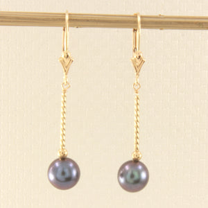 1015001-14k-Gold-Leverback-Twist-Tube-Black-Pearl-Dangle-Earrings