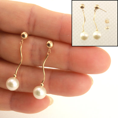 1015340-White-Cultured-Pearl-14k-Yellow-Gold-Spiral-Tube-Dangle-Earrings