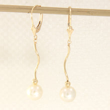 Load image into Gallery viewer, 1035340-14k-Gold-Leverback-Twist-Tube-White-Pearl-Dangle-Earrings