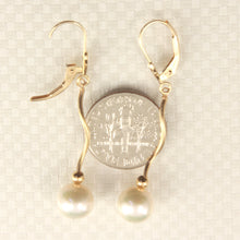 Load image into Gallery viewer, 1035340-14k-Gold-Leverback-Twist-Tube-White-Pearl-Dangle-Earrings