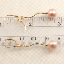Load image into Gallery viewer, 1035342-14k-Gold-Leverback-Twist-Tube-Pink-Pearl-Dangle-Earrings