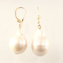 Load image into Gallery viewer, 1050020G-14k-Gold-Leverback-Baroque-White-Pearls-Dangle-Earrings