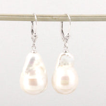 Load image into Gallery viewer, 1050026-14k-Gold-Leverback-Baroque-White-Pearls-Dangle-Earrings