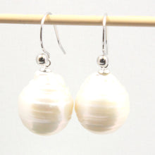 Load image into Gallery viewer, 1050636-14k-White-Gold-Fish-Hook-Baroque-White-Pearls-Dangle-Earrings