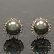 Load image into Gallery viewer, 1089991-14k-Yellow-Gold-Diamond-AAA-Black-Cultured-Pearl-Stud-Earrings