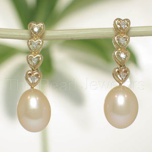 1098102-14k-Yellow-Gold-Peach-Freshwater-Pearl-Diamond-Dangle-Earrings