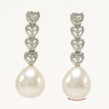 Load image into Gallery viewer, 1098105-14k-White-Gold-White-Freshwater-Pearl-Diamond-Dangle-Earrings