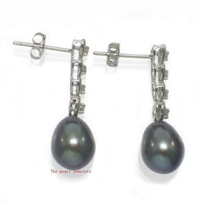 1098106-14k-White-Gold-Black-Freshwater-Pearl-Diamond-Dangle-Earrings