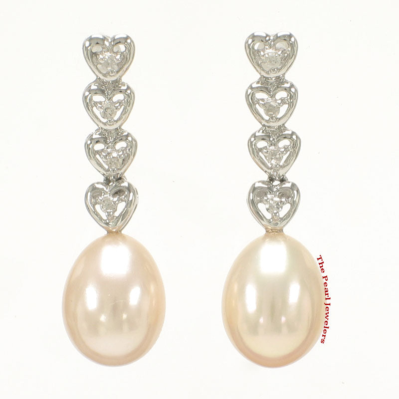 1098107-14k-White-Gold-Peach-Freshwater-Pearl-Diamond-Dangle-Earrings