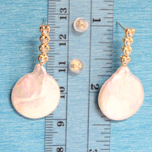 Load image into Gallery viewer, 1098110-14k-Yellow-Gold-White-Coin-Pearl-Diamonds-Dangle-Earrings