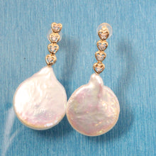 Load image into Gallery viewer, 1098110-14k-Yellow-Gold-White-Coin-Pearl-Diamonds-Dangle-Earrings