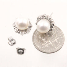 Load image into Gallery viewer, 1098655-14k-White-Gold-Diamond-AAA-White-Cultured-Pearl-Stud-Earrings