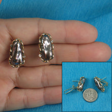 Load image into Gallery viewer, 1099001-14k-Gold-Omega-Clip-Diamond-Black-Baroque-Biwa-Pearl-Earrings