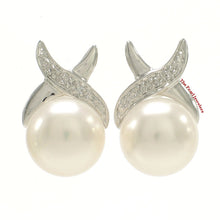 Load image into Gallery viewer, 1099305-14k-White-Gold-Diamond-Genuine-White-Cultured-Pearl-Stud-Earrings