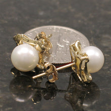 Load image into Gallery viewer, 1099800-14k-Yellow-Gold-Square-Four-Hearts-White-Cultured-Pearl-Stud-Earrings