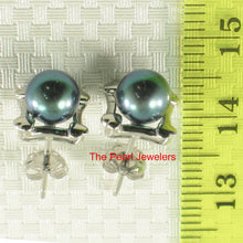 Load image into Gallery viewer, 1099806-14k-White-Gold-Square-Four-Hearts-Black-Cultured-Pearls-Stud-Earrings