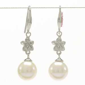 1099855-14k-White-Gold-Hawaiian-Plumeria-AAA-White-Cultured-Pearl-Hook-Earrings