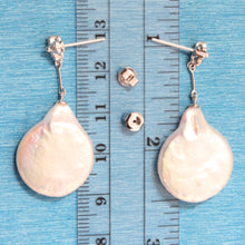 Load image into Gallery viewer, 1099925-14k-Gold-Genuine-Diamond-Baroque-Coin-Pearl-Dangle-Earrings
