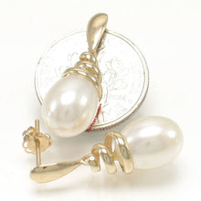 Load image into Gallery viewer, 1099980-14k-Yellow-Gold-Water-Flow-AAA-Cultured-Pearl-Dangle-Stud-Earrings