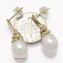 Load image into Gallery viewer, 1099980-14k-Yellow-Gold-Water-Flow-AAA-Cultured-Pearl-Dangle-Stud-Earrings