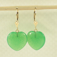 Load image into Gallery viewer, 1100093-14k-Yellow-Gold-Heart-Shape-Green-Jade-Leverback-Earrings