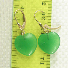 Load image into Gallery viewer, 1100093-14k-Yellow-Gold-Heart-Shape-Green-Jade-Leverback-Earrings