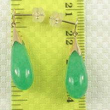 Load image into Gallery viewer, 1100133-14k-Gold-GOOD-FORTUNE-Drop-Raindrop-Green-Jade-Stud-Earrings