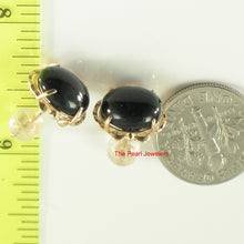 Load image into Gallery viewer, 1100351-14k-Solid-Yellow-Gold-Cabochon-Black-Onyx-Stud-Earrings