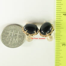 Load image into Gallery viewer, 1100351-14k-Solid-Yellow-Gold-Cabochon-Black-Onyx-Stud-Earrings