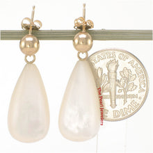 Load image into Gallery viewer, 1100360-Raindrop-White-Mother-of-Pearl-14k-Yellow-Gold-Ball-Dangle-Earrings