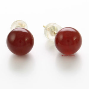 1100484-14k-Yellow-Solid-Gold-Round-Ball-Natural-Red-Agate-Stud-Earrings