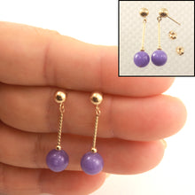 Load image into Gallery viewer, 1101172-14k-Gold-Ball-Twist-Tube-Lavender-Jade-Earrings
