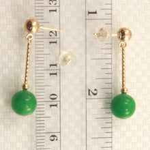 Load image into Gallery viewer, 1101173-14k-Gold-Ball-Twist-Tube-Green-Jade-Earrings