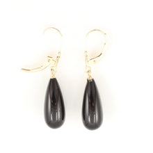 Load image into Gallery viewer, 1101241-14K-Yellow-Gold-Leverback-Black-Onyx-Drop-Earrings