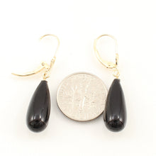 Load image into Gallery viewer, 1101241-14K-Yellow-Gold-Leverback-Black-Onyx-Drop-Earrings