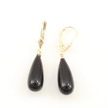 Load image into Gallery viewer, 1101241-14K-Yellow-Gold-Leverback-Black-Onyx-Drop-Earrings