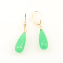 Load image into Gallery viewer, 1101243-Green-Jade-Drop-Leverback-Earrings-14K-Yellow-Gold