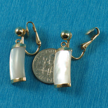 Load image into Gallery viewer, 1101420-14k-Gold-Dangle-Curved-Shaped-Mother-of-Pearl-Non-Pierced-Clip-Earrings