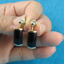 Load image into Gallery viewer, 1101421-14k-Gold-Dangle-Curved-Shaped-Black-Onyx-Non-Pierced-Clip-Earrings