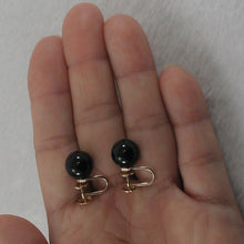 Load image into Gallery viewer, 1101721-14k-Yellow-Gold-Non-Pierced-French-Screw-Back-Black-Onyx-Earrings