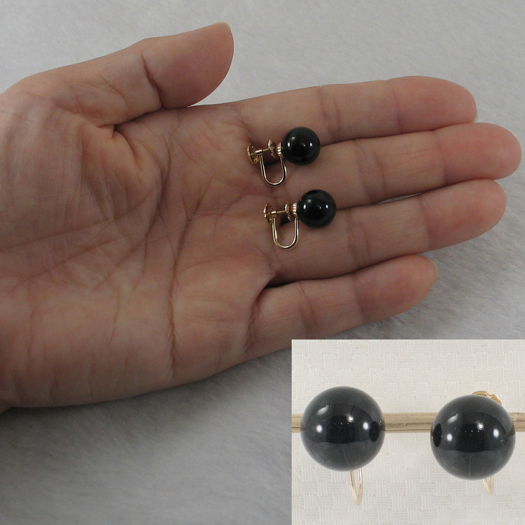 1101721-14k-Yellow-Gold-Non-Pierced-French-Screw-Back-Black-Onyx-Earrings