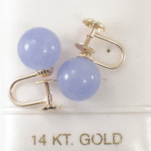 Load image into Gallery viewer, 1101722-14k-Yellow-Gold-Non-Pierced-French-Screw-Back-Lavender-Jade-Earrings