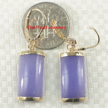 Load image into Gallery viewer, 1102022-14k-Yellow-Gold-Leverback-Curved-Lavender-Jade-Dangle-Earrings