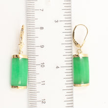 Load image into Gallery viewer, 1102023-14k-Yellow-Gold-Green-Curved-Lavender-Jade-Dangle-Earrings