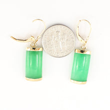 Load image into Gallery viewer, 1102023-14k-Yellow-Gold-Green-Curved-Lavender-Jade-Dangle-Earrings